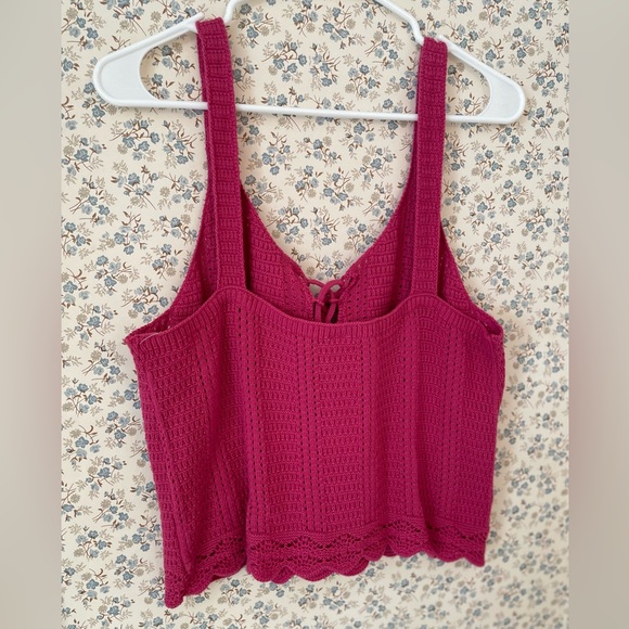 Crochet Pink Crop Tank - Picture 2 of 7